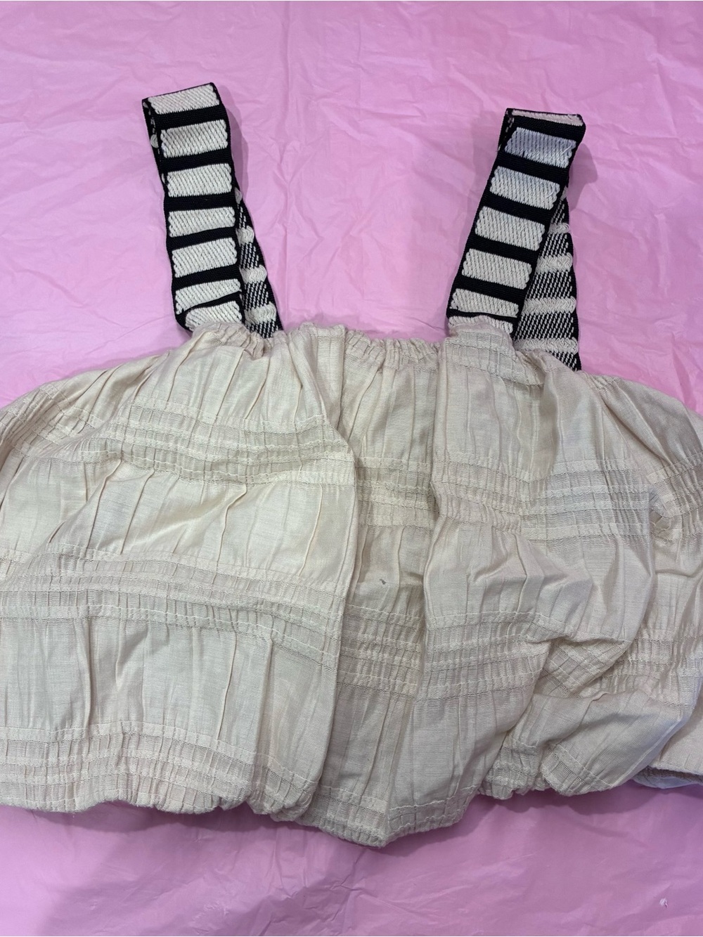 Zara Women’s Crop Top Cream Summer Strappy Striped NWOT Sz S